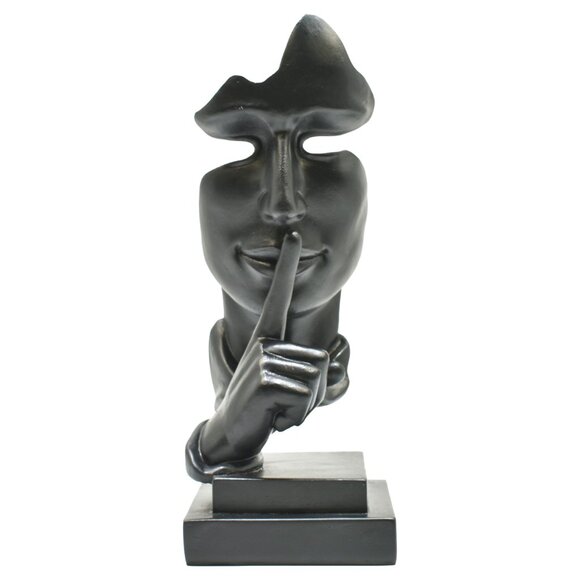 Adam & Friends Home Decor Silence Is Golden Sculpture | 1-Piece | Black - Picture 3 of 4